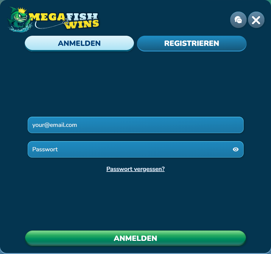 Anmeldeformular E-Mail Passwort Felder Buttons